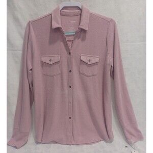 SONOMA GOODS FOR LIFE LONG SLEEVE BUTTON DOWN WOMENS LILAC SWEATER TOP SZ LG NWT